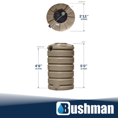 Bushman 205 Gallon Rainwater Harvesting Tank - Mocha