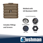 Bushman 130 Gallon Slimline Rainwater Harvesting Tank - Mocha