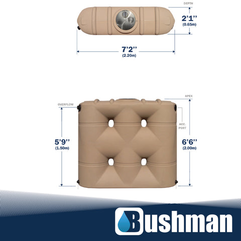 Bushman 530 Gallon Slimline Rainwater Harvesting Tank - Mocha