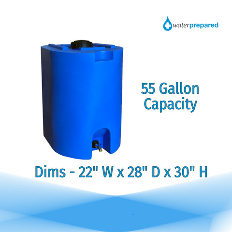 WaterPrepared 55 Gallon Blue Water Storage Tank