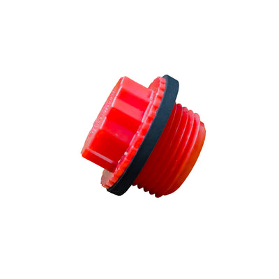 P-68B Threaded Red Drain Cap Plug with O-Ring