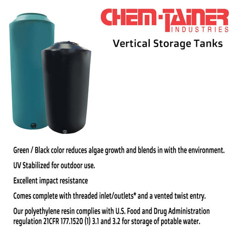 Chem-Tainer 250 Gal. Green Vertical Water Tank
