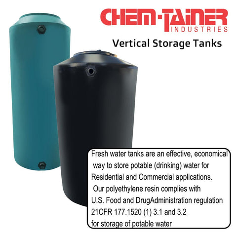 Chem-Tainer 250 Gal. Black Vertical Water Tank