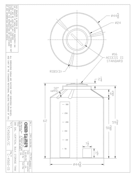 Chem-Tainer 300 Gal. 60" Vertical Water Tank