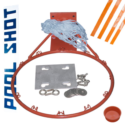 Pool Shot Replacement 18" Basketball Rim, Net, and Complete Hardware Kit for Varsity